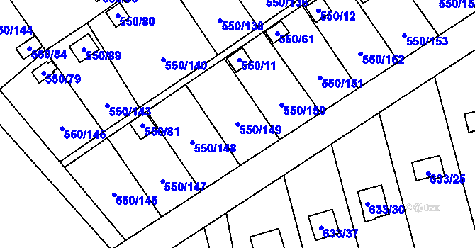 Parcela st. 550/149 v KÚ Ráj, Katastrální mapa
