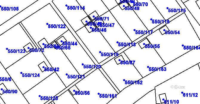 Parcela st. 550/119 v KÚ Ráj, Katastrální mapa