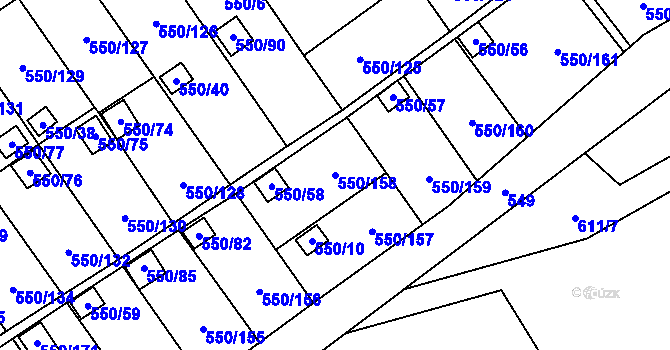 Parcela st. 550/158 v KÚ Ráj, Katastrální mapa