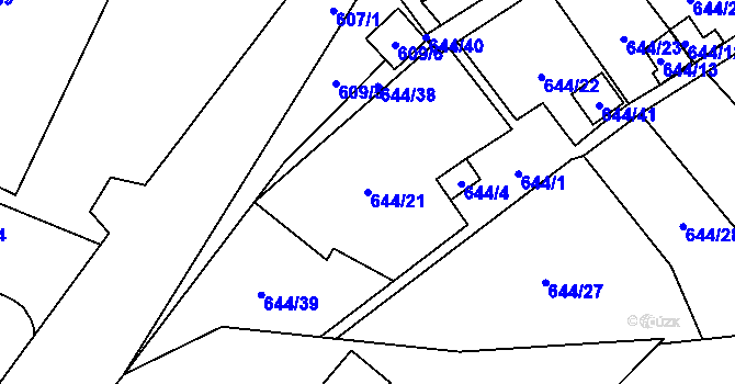Parcela st. 644/21 v KÚ Ráj, Katastrální mapa