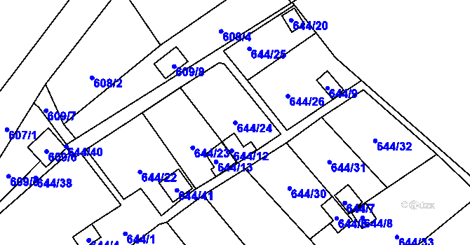 Parcela st. 644/24 v KÚ Ráj, Katastrální mapa