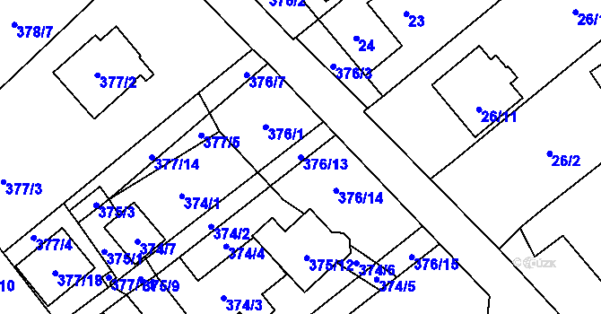 Parcela st. 376/13 v KÚ Ráj, Katastrální mapa