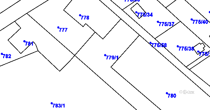 Parcela st. 779/1 v KÚ Ráj, Katastrální mapa