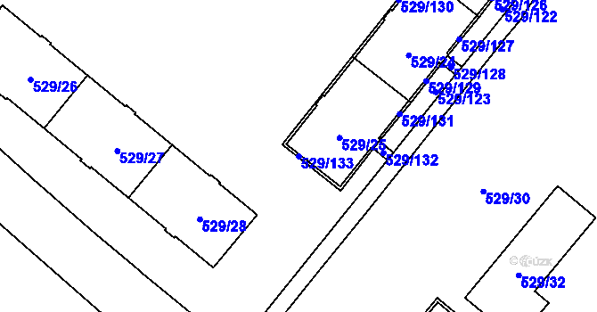 Parcela st. 529/133 v KÚ Ráj, Katastrální mapa