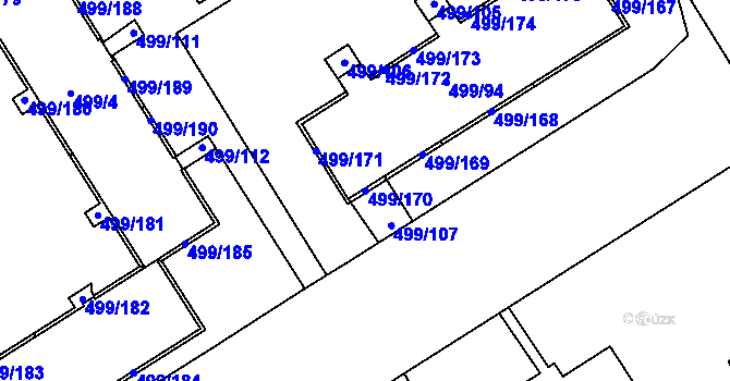 Parcela st. 499/170 v KÚ Ráj, Katastrální mapa