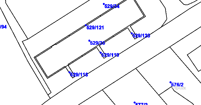 Parcela st. 529/119 v KÚ Ráj, Katastrální mapa