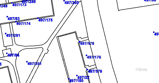 Parcela st. 497/178 v KÚ Ráj, Katastrální mapa