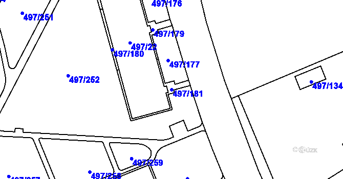 Parcela st. 497/181 v KÚ Ráj, Katastrální mapa