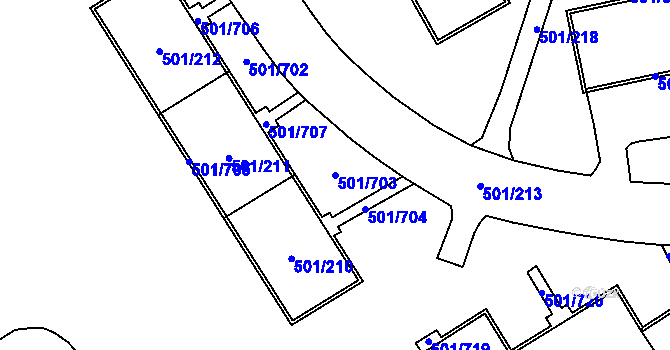 Parcela st. 501/703 v KÚ Ráj, Katastrální mapa