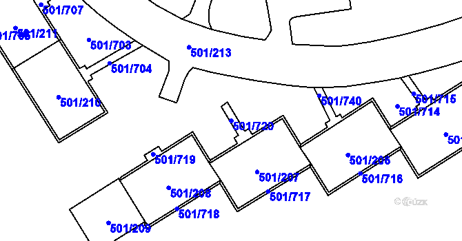 Parcela st. 501/720 v KÚ Ráj, Katastrální mapa