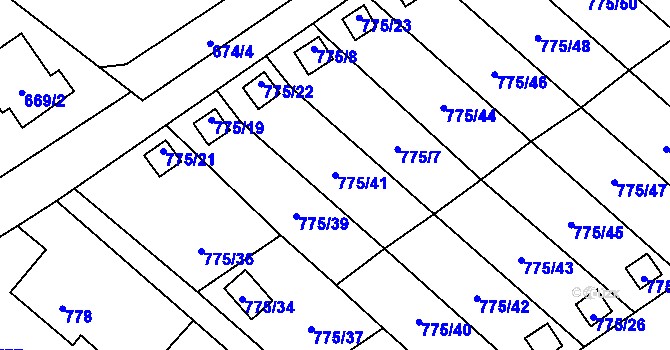 Parcela st. 775/41 v KÚ Ráj, Katastrální mapa