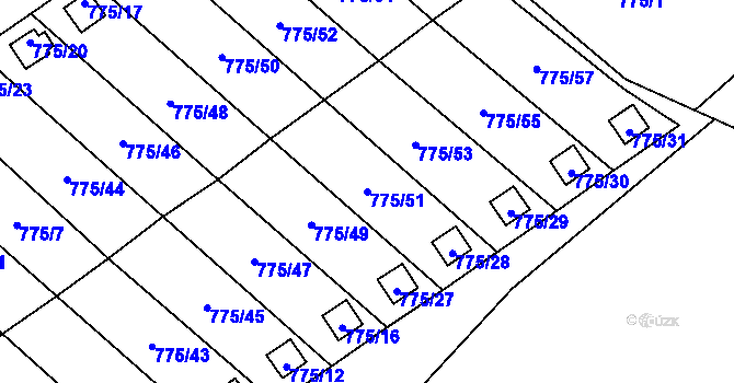 Parcela st. 775/51 v KÚ Ráj, Katastrální mapa
