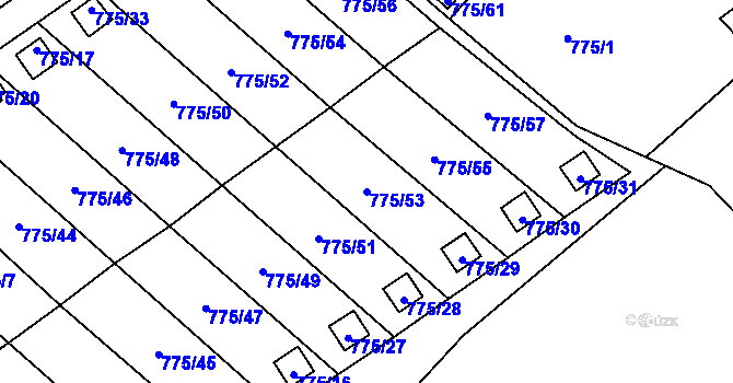 Parcela st. 775/53 v KÚ Ráj, Katastrální mapa