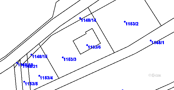Parcela st. 1153/6 v KÚ Ráj, Katastrální mapa