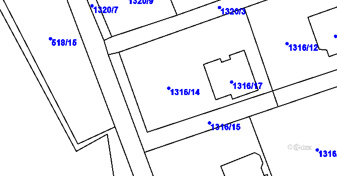 Parcela st. 1316/14 v KÚ Ráj, Katastrální mapa