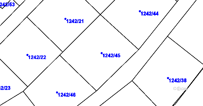Parcela st. 1242/45 v KÚ Ráj, Katastrální mapa