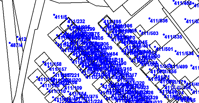 Parcela st. 411/484 v KÚ Ráj, Katastrální mapa