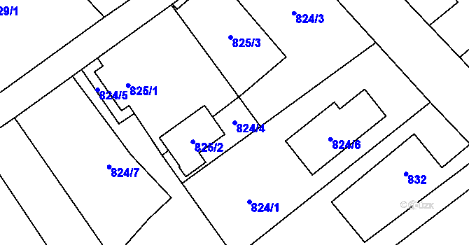 Parcela st. 824/4 v KÚ Ráj, Katastrální mapa
