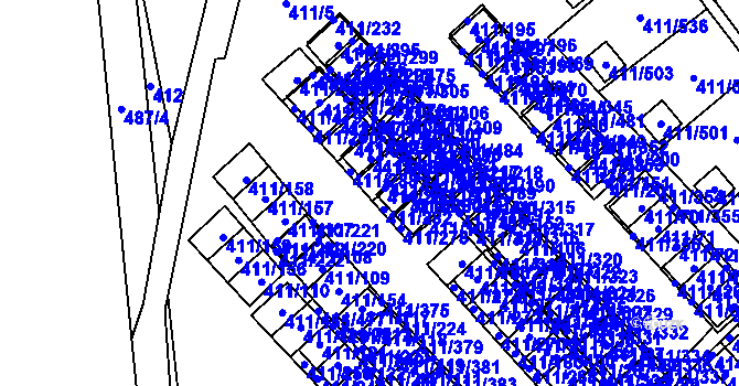 Parcela st. 411/488 v KÚ Ráj, Katastrální mapa