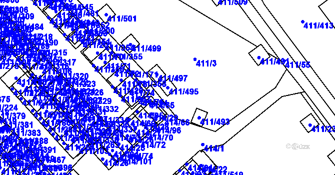 Parcela st. 411/495 v KÚ Ráj, Katastrální mapa