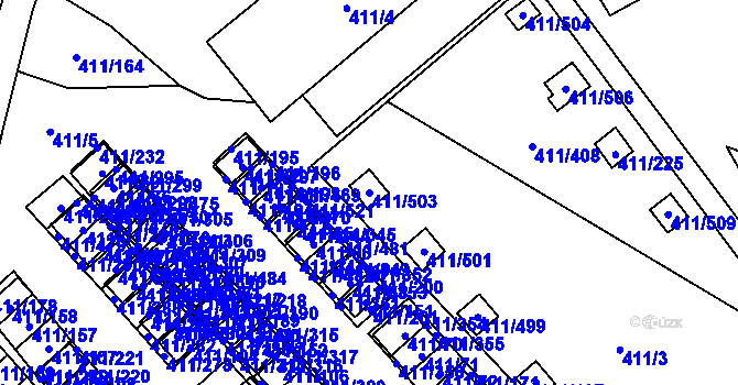 Parcela st. 411/503 v KÚ Ráj, Katastrální mapa