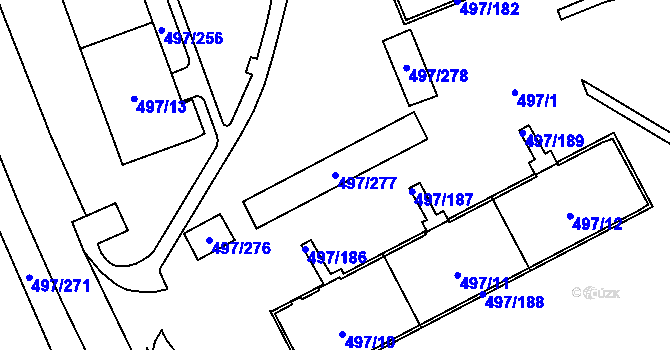 Parcela st. 497/277 v KÚ Ráj, Katastrální mapa