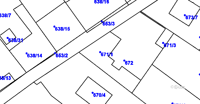 Parcela st. 671/1 v KÚ Ráj, Katastrální mapa