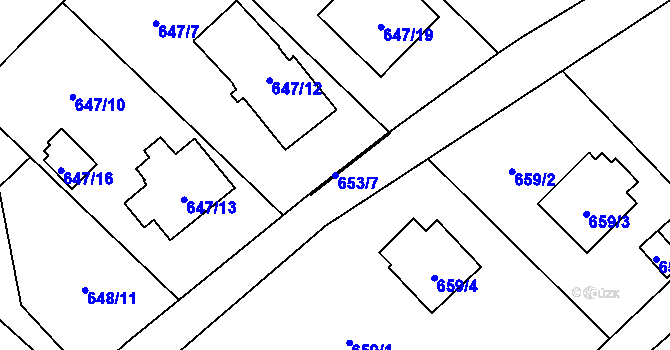 Parcela st. 653/7 v KÚ Ráj, Katastrální mapa