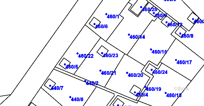 Parcela st. 460/23 v KÚ Ráj, Katastrální mapa
