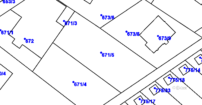 Parcela st. 671/5 v KÚ Ráj, Katastrální mapa