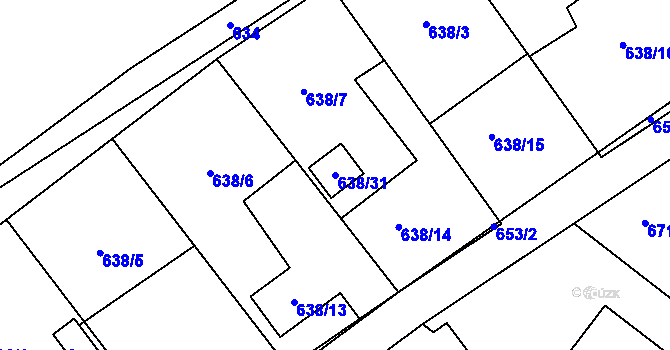 Parcela st. 638/31 v KÚ Ráj, Katastrální mapa