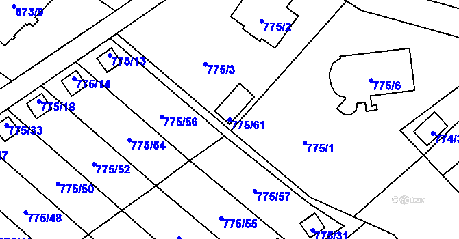 Parcela st. 775/61 v KÚ Ráj, Katastrální mapa