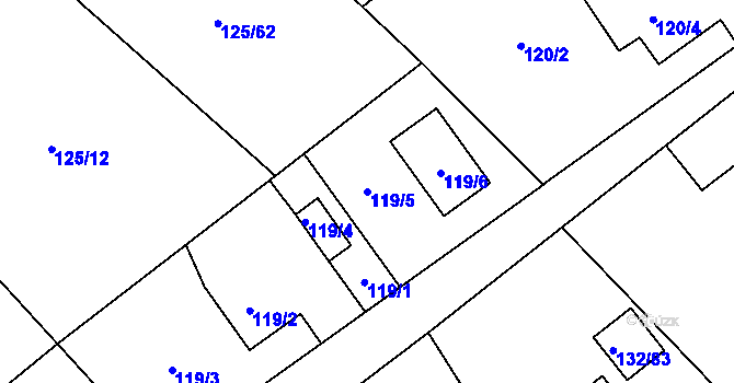 Parcela st. 119/5 v KÚ Ráj, Katastrální mapa