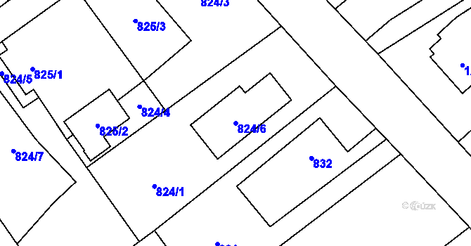 Parcela st. 824/6 v KÚ Ráj, Katastrální mapa