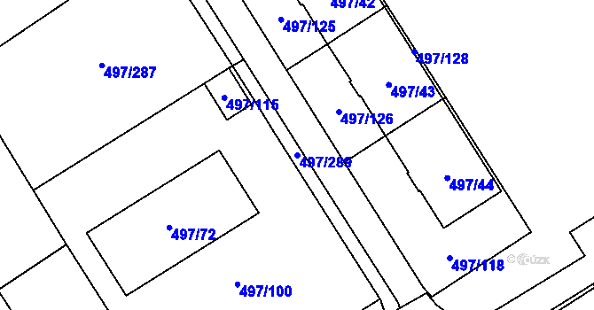 Parcela st. 497/289 v KÚ Ráj, Katastrální mapa