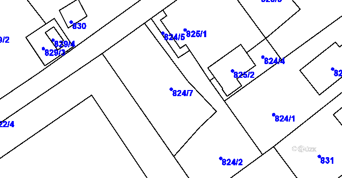 Parcela st. 824/7 v KÚ Ráj, Katastrální mapa