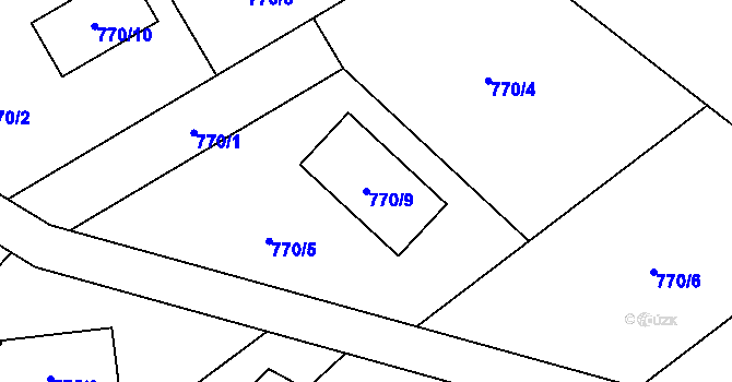 Parcela st. 770/9 v KÚ Ráj, Katastrální mapa