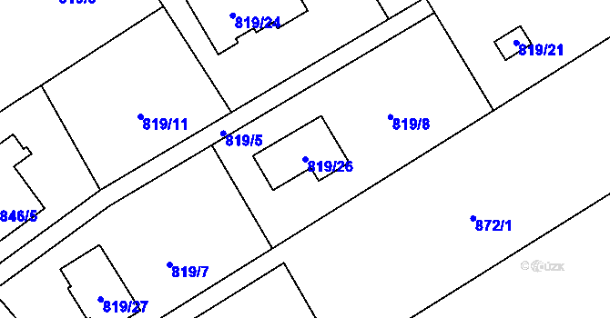 Parcela st. 819/26 v KÚ Ráj, Katastrální mapa