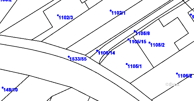 Parcela st. 1105/14 v KÚ Ráj, Katastrální mapa
