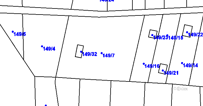 Parcela st. 149/7 v KÚ Darkov, Katastrální mapa