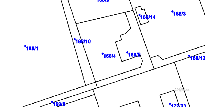 Parcela st. 168/4 v KÚ Darkov, Katastrální mapa