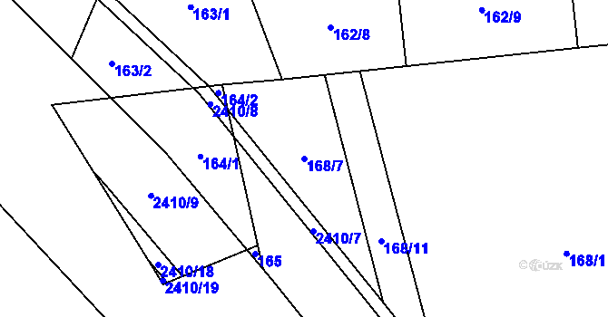 Parcela st. 168/7 v KÚ Darkov, Katastrální mapa