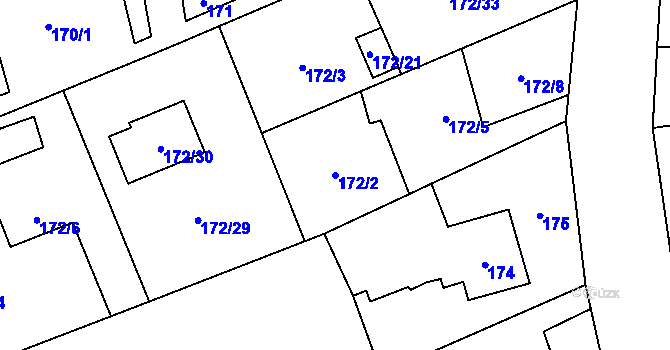 Parcela st. 172/2 v KÚ Darkov, Katastrální mapa