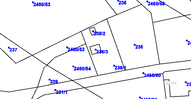 Parcela st. 238/3 v KÚ Darkov, Katastrální mapa