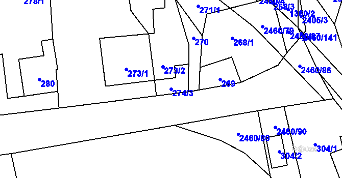 Parcela st. 274/3 v KÚ Darkov, Katastrální mapa