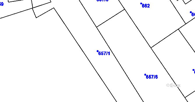 Parcela st. 657/1 v KÚ Darkov, Katastrální mapa