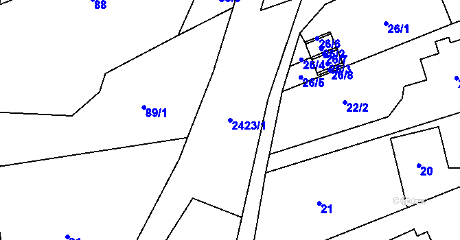 Parcela st. 2423/1 v KÚ Darkov, Katastrální mapa