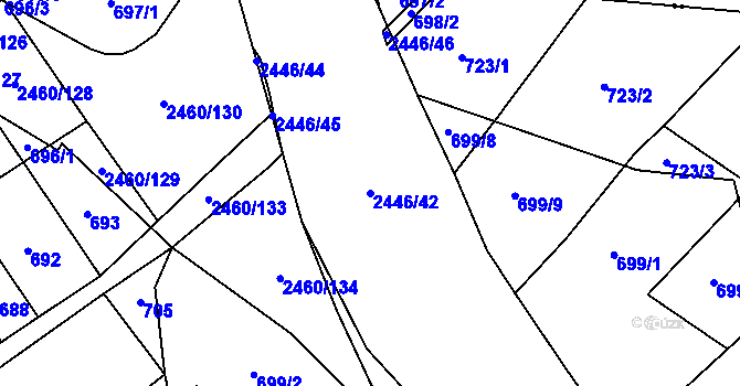 Parcela st. 2446/42 v KÚ Darkov, Katastrální mapa