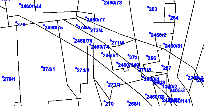 Parcela st. 2460/1 v KÚ Darkov, Katastrální mapa
