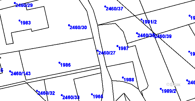 Parcela st. 2460/27 v KÚ Darkov, Katastrální mapa